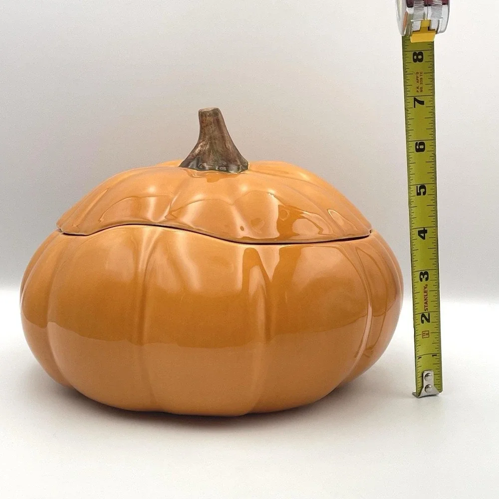 Barbara Eigen Harry & David‎ Pumpkin Covered Tureen Bowl Portugal Ceramic 9